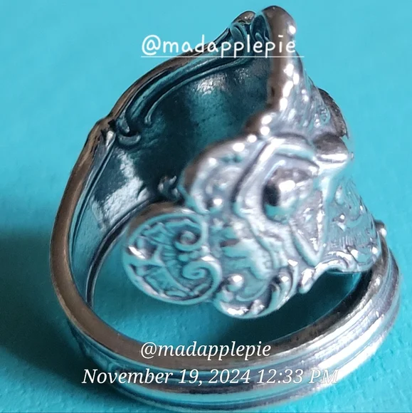 Vintage Sterling Silver Spoon Ring Goddess Woman Nude Muse Nymph Designer #133 - Picture 10 of 13